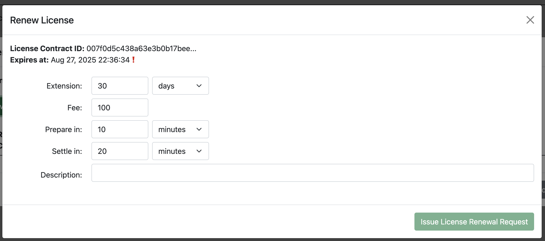 renew license modal