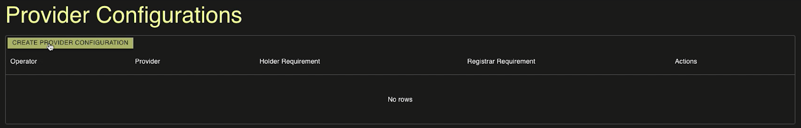 Provider configuration step 1
